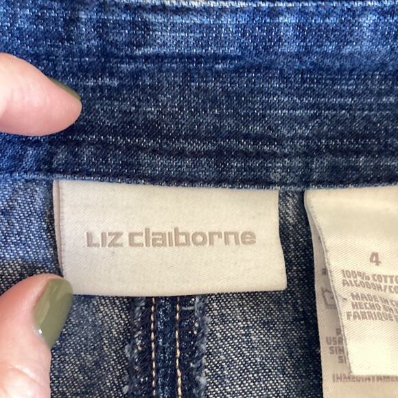 Liz Claiborne Denim Embroidered A-line Skirt, Size 4 - Picture 4 of 8